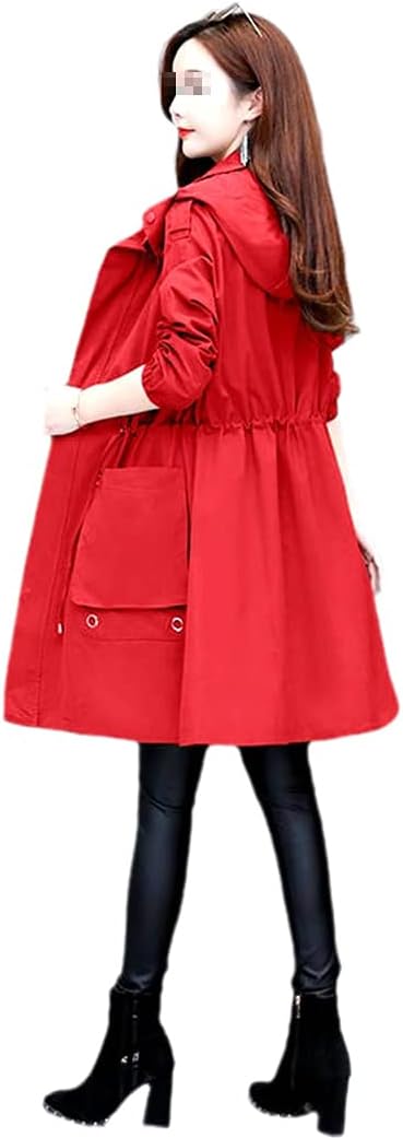 Hooded Trench Coat Women Spring Long Outerwear Casual Tops Female Cotton Windbreaker Windproof Coats