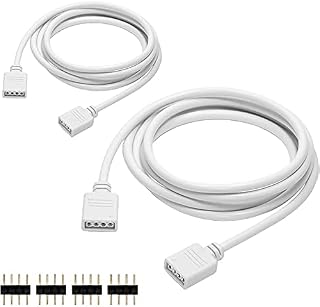 VIPMOON 2 Pack 2.5M 8.2ft Extension Cable Connect Female Plug to SMD 5050 RGB LED Strip Light with Free 4pcs 4pin Connector
