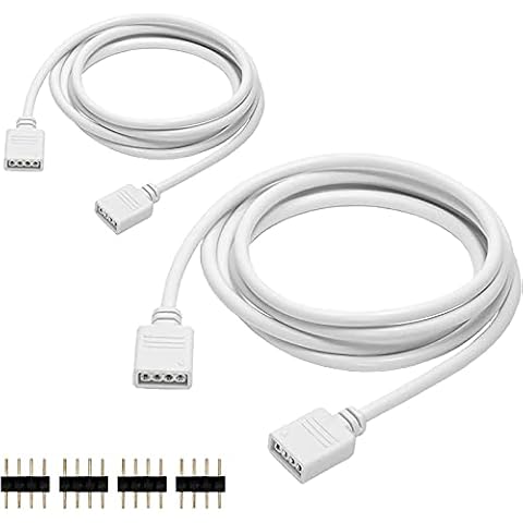 VIPMOON 2 Pack 2.5M 8.2ft Extension Cable Connect Female Plug to SMD 5050 RGB LED Strip Light with Free 4pcs 4pin Connector Cover