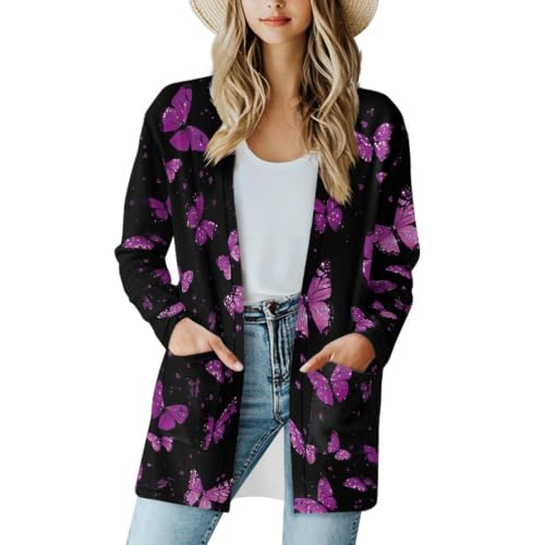 Image of Cardigan Sweaters for Women Long Sleeve Cardigan Soft Drape Open Front Fall Dusters V-Neck Jackets Dressy Loose Coat