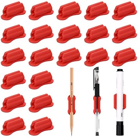 BOBOKA 20 Pack Upgraded Pencil Holder, Adhesive Pen Holder for Desk, Silicone Pencil Holder & Marker Holder for Clipboard Wall Classroom School Office Desk Accessories, Teacher Supplies Cover