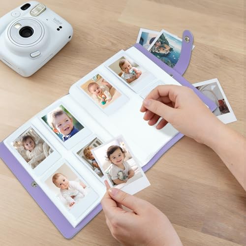 Fotoalbum mit 320 Taschen – Passend für Fujifilm Instax Mini 9 8 90 40 7 11 12 Evo LiPlay Sofortbildkamera, Kompatibel mit Polaroid Snap PIC-300, Kodak Zink Fotopapier (54x86 mm)(Lila)
