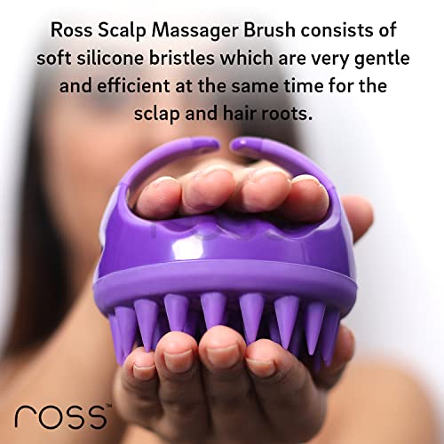 Image of Ross Hair Scalp Manual Massager Shampoo Hair Brush with Soft Silicone Bristles for Anti Dandruff, Exfoliating with Scalp Care, Purple