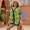 DIGTIA Women's Lace Swimsuit Cover Up Green Hills Forest Animals Summer V-Neck Beach Coverup Vacation Outfits #2