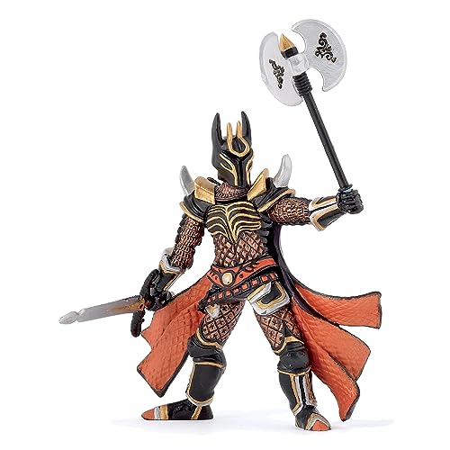 Papo Chevalier 38959-Figura de Guerrero con Hacha Triple, Color Negro Rojo (38959)