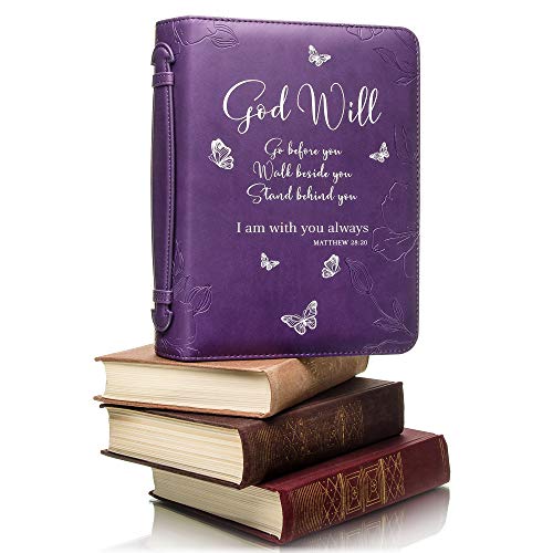 Bible Covers For Women And Girls - Leather Bible Case Bag Large And Medium Size Fits Books Up To 10.1 X 7 X 1.9 Inches - Gift For Women Bright Goods By Dehite - Purple Faux Pu Leather Bible Accessory #TOP6