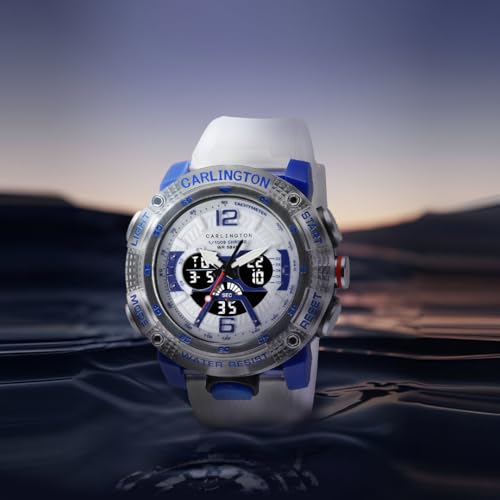 Image of Carlington Velocity Series Analog-Digital Sports Watches for Men and Boys with Alarm, Stopwatch, Backlit Display, Dualtime, Silicone Rubber Strap, Water & Shock Resiatant - CT 8058