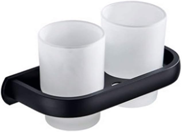 Bathroom Toothbrush Cup Holder with Stand, Space Aluminum, Size 18.6x9.5x9.5 Cm