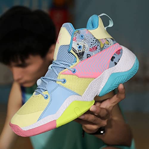 RKSTD Tênis de basquete masculino antiderrapante para jovens, botas de basquete de cano alto, moda,