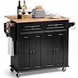 VEVOR Kitchen Island Cart with Storage, 43.58 in Wide Mobile Rolling Storage Island...
