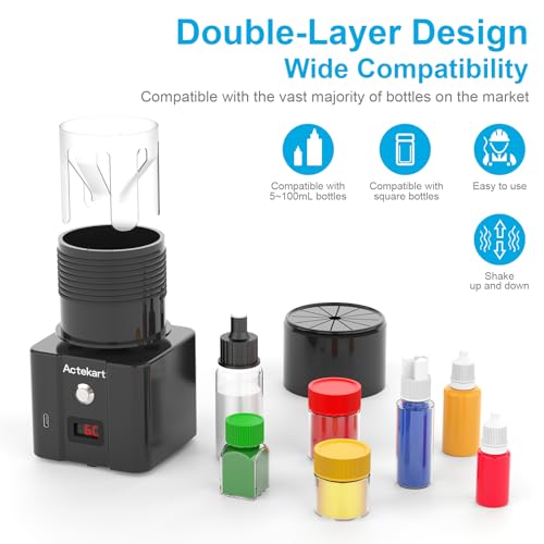 Image of Model Vortex Paint Shaker Mixer: 1-Min Auto-Stop | Auto Mixer for Model Paints, Nail Polish, Lab, Eyelash Glue | Fits 5-100ml Bottles