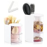 SHILIPAIJC Organizador de tocador de 2 y 3 niveles, organizador de accesorios para el cabello, organizador de maquillaje, organizador de gomas para el pelo, soporte para brochas de maquillaje