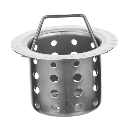HOMSFOU Colador de cesta de acero inoxidable con asa para drenaje de fregadero, filtro antiobstrucción, apto para lavavajillas, protector de drenaje de fregadero de cocina con bordes lisos para una