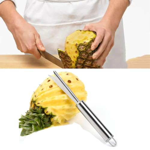 DHliIQQ Strumento per rimuovere i semi di ananas, in acciaio inox, a forma di V, per rimuovere i semi di ananas, per rimuovere gli ananas, per rimuovere il torsolo per fragole e pomodori (2 pezzi)
