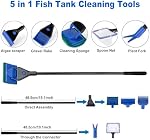 Aquarium Fish Tank Cleaning Tools, Algae Scrapers Kit, 5 in 1 Fish Tank Gravel Cleaner, Siphon Vacuum for Water Changing and Sand Cleaner