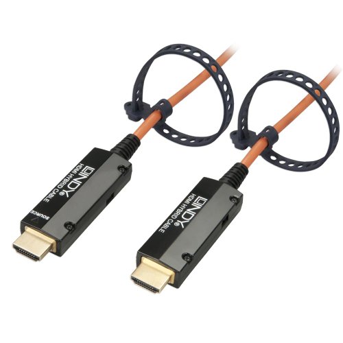 Câble Hybride HDMI 50 m noir Lindy 38073 cordon vidéo longue distance pour projecteur