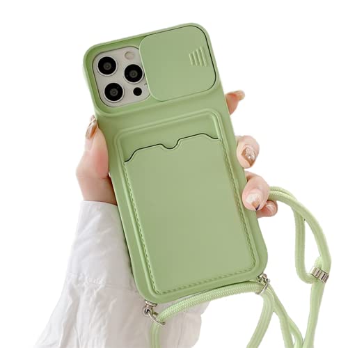 - Cover per iPhone 12 Mini con cordino per collana custodia protettiva per 12 Mini antiurto con scomparto per carta per 12 Mini silicone tpu