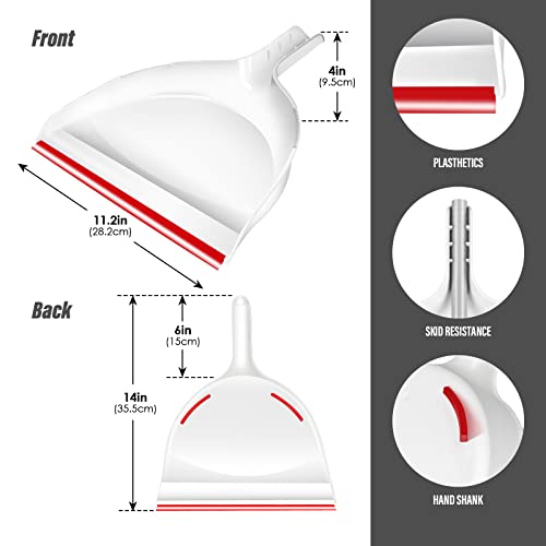 Gadhra Broom And Dustpan Set, Indoor Broom With Dust Pan Combo Set, Handheld Dust Pan And Long Handle Angle Broom, Stainless Steel Handle Broom For Home, Kitchen, Office Lobby Floor White And Red #TOP1