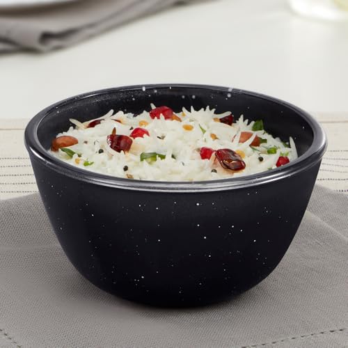 Image of Borosil 500ml Serving & Mixing Bowl | Made in India Borosilicate Glass Bowl for Kitchen & Dinning | Bowl for Mixing Dough, Salad, Batter | Microwave & Dishwasher Safe (Pebble Black)