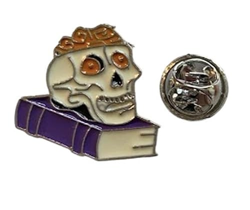 Image of Halloween Metal Enamel Pin Badge Lapel Brooch (Skull on Spell Book Halloween Pin Badge)