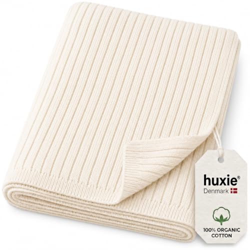 Image of 100% Organic Cotton Knit Receiving Baby Blanket for Newborns - Soft, Breathable Blanket for Crib & Stroller - Nursery Gift (Ivory)