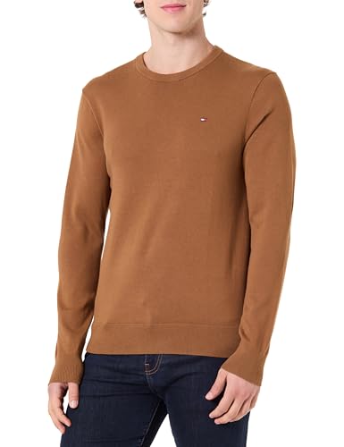 Tommy Hilfiger Pull à col Rond en Coton SSNL Essential MW0MW399999 pour Homme, Marron, Taille M, Marron (Highland Kaki), M