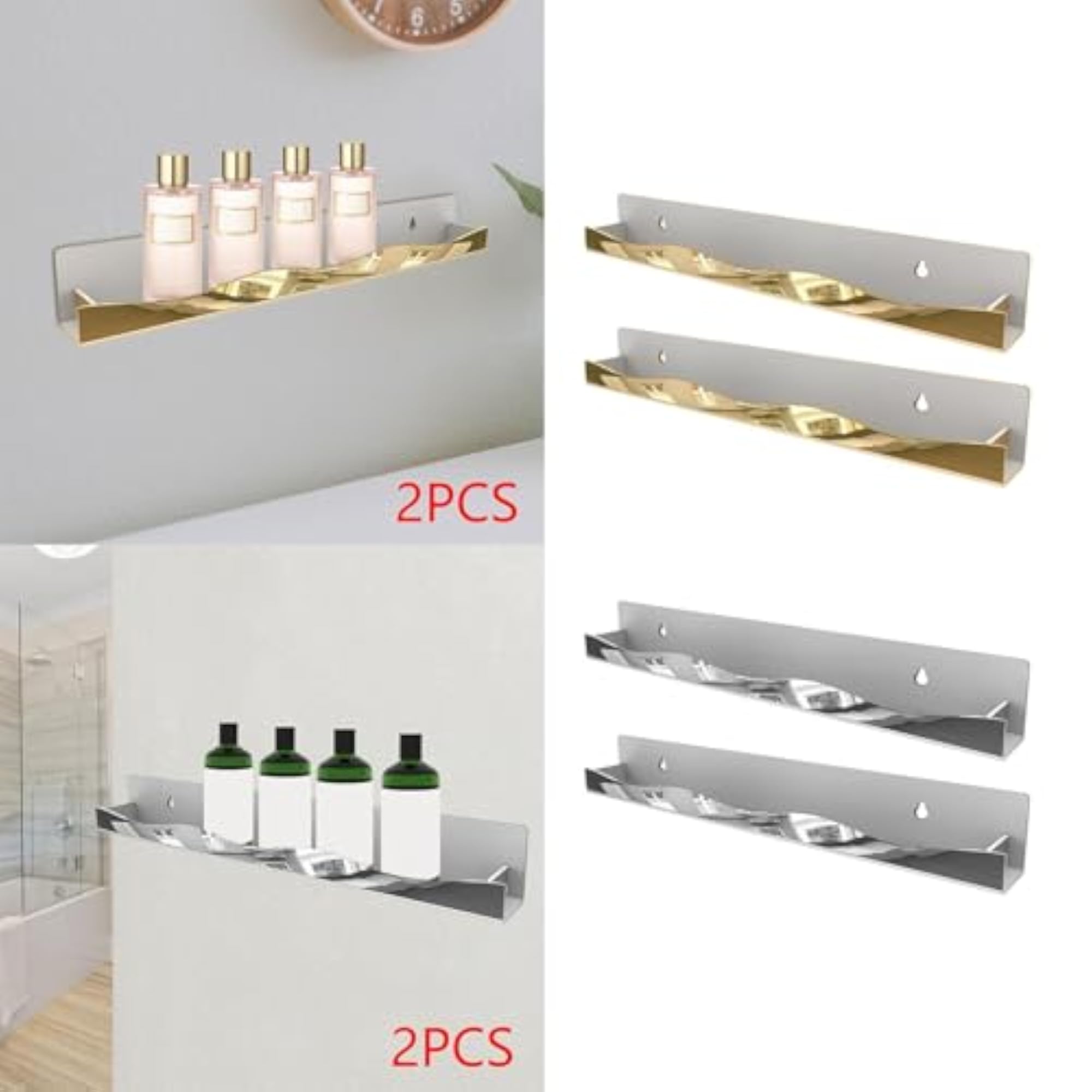 Nail Polish Wall Rack Holder for Beauty Salons, Gold