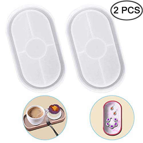 Afunta Diy Oval Silicone Coaster Mold,2 Pcs Soft Flexible Oval Crystal Silicone Molds For Casting With Resin, Concrete, Cement And Polymer Clay - Transparent White #TOP1