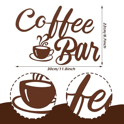 Image of Shimeyao Coffee Bar Accessories Coffee Bar Sign for Wall Metal Rustic Hanging Wall Art Vintage Brown Cup Letter Sign for Cafe Home Office Kitchen