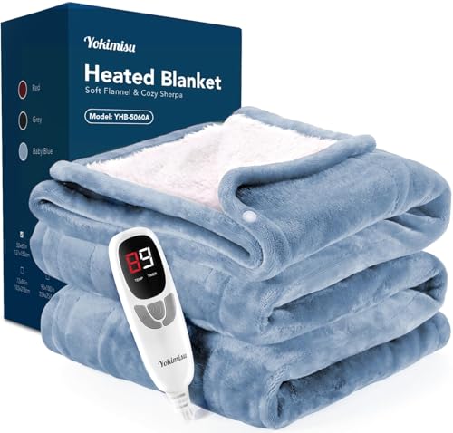 Yokimisu Heated Blanket Throw, 50x60 inches with 2 Wearable Buttons, Electric Blanket, 6 Heating...