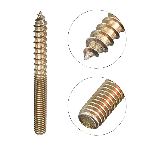 Image of uxcell M6x60mm Hanger Bolts, 120pcs Double Ended Thread Dowel Screws for Wood Furniture Connecting