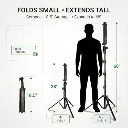 Image of 68 inch iPad Tripod Stand with Tablet Mount, Phone Mount and Bluetooth Remote