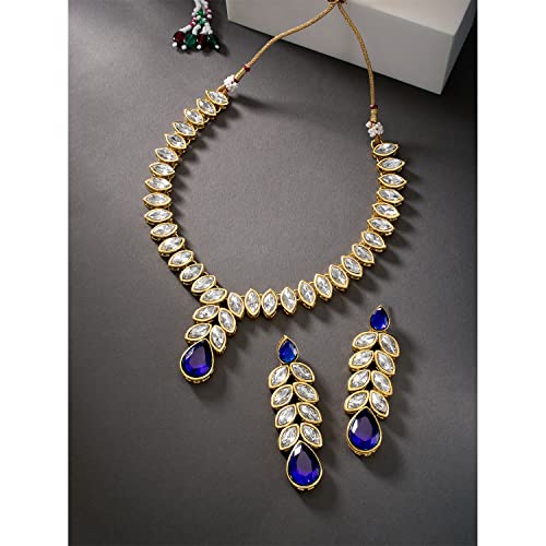 Image of Peora Traditional Crystal Necklace & Jewellery Set Gift for Women
