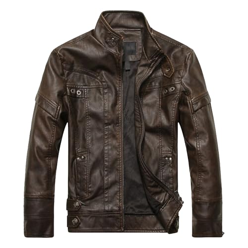 Manteau de motard pour homme ajusté en similicuir café XXL veste DGKaxiyaHM