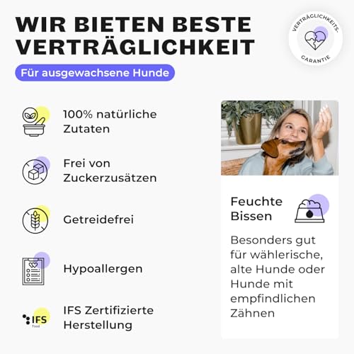 HEY HOLY Premium Nassfutter für kleine Jagdhunde 100% getreidefrei | 6X 200g Hundefutter für ausgewachsene kleine Jagdhunde mit Rind | Hochverträglich aus natürlichen Zutaten