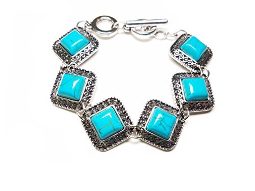 Triveni 7-8 Inch Gemstone Bracelet (Hawlite Turquoise)