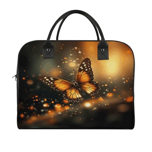 Maletín ligero para laptop unisex naranja con mariposa miniatura 3