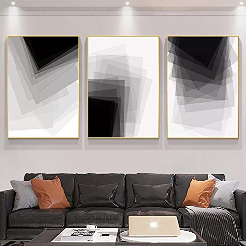Pintura abstracto estilo nórdico para paredes vacías, 3 lienzos geométricos modernos de 50x70 cm 5