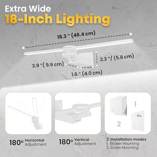 Image of 2 Pack Picture Light for Wall, 18in Rechargeable Wall Art Light with Timer and Dimmable, Painting Frame Light with Remote Control Display for Painting, Frame, Portrait, Dartboard(White)