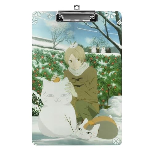夏目友人帳 ニャンコ先生 クリップボード 用箋挟 クロス貼 A4 縦 ファイルバインダー ファイルボード クリップホルダー アクリル板 軽量 携帯便利 文房具 メタルクリップ付き A4用紙保持する 書類整理 会議パッド 学生 教師 オフィス用
