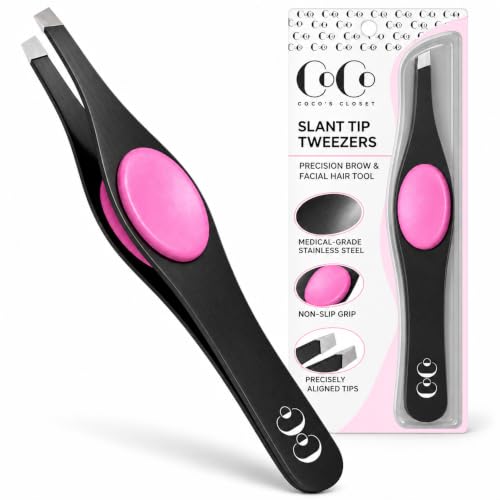 Precision Tweezers for Women Facial Hair - Sharp Slant Tip, Eyebrow Plucker