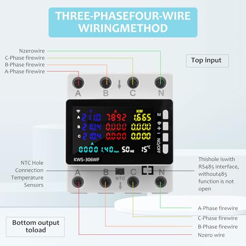 Medidor de corriente digital WiFi trifásico de 80A con protección contra fallos de corriente 5