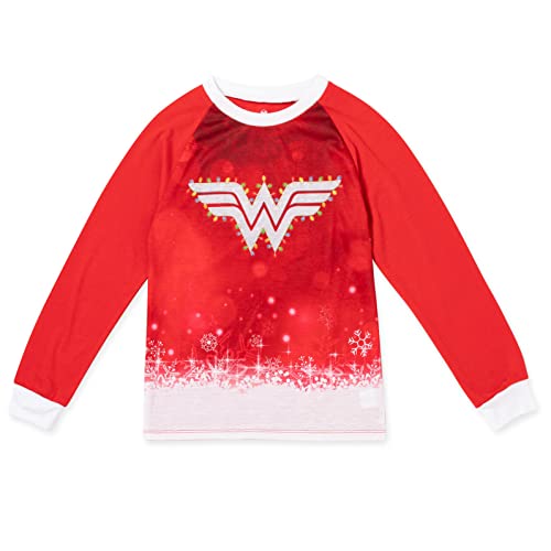 DC Comics Justice League Wonder Woman Girls Pullover Pajama Shirt and Pants Sleep Set Toddler to Big Kid2