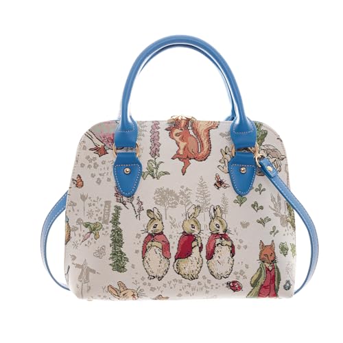 Signare Peter Rabbit Design Tapisserie Top-Griffe Tasche Schultertasche Crossbody Bag wandelbare Handtasche für Damen, blau