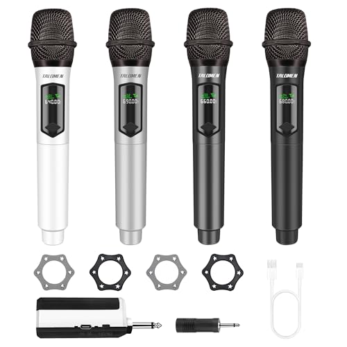 talomen Professionelles kabelloses Mikrofon, Quad-Mikrofonsystem, 2,4 GHz, dynamisches...