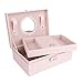 Produktbild LOVELY Küche, Haushalt & Wohnen Hölzerne Schmuck-Aufbewahrungsbox, Reise Schmuck Storage Box, Multi-Funktions-Lock-Ohrringe Schmuck-Box Mädchen Schmuckschatullen (Color : Pink)