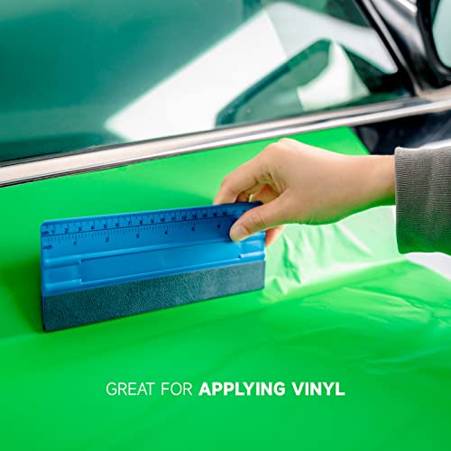 FOSHIO 8 Inch Felt Squeegee for Vinyl wtih Ruler 20CM 4 Round Corners Universal Card, Window Tint Film Installing Hard Blue PP Car Vinyl Wrap Scraper Tool - Image 5