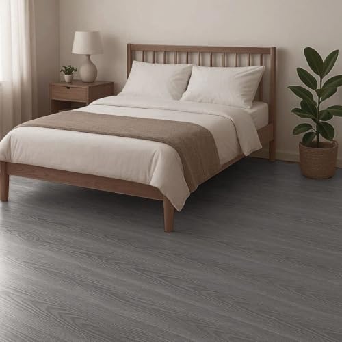 Miniatura 7 de Suelo De Vinilo Para Instalar En Rollo Suelo Pvc Decorativo Hogar, Cocina, Baño, Salón Suelo Efecto Madera Suelo Pvc Roble Gris Antracita Estriado 140 X 300 Cm