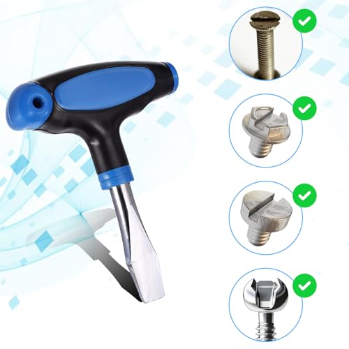 Image of Piriuuo T Handle Flat Head Screwdriver, 10mm T Handle Slotted Screwdriver with Plastic Handle Screw Drivers Assembly Tool for Slotted Screw Used on Quick Release Plate or Camera Tripod Monopod