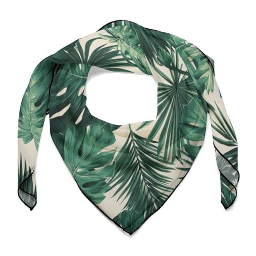 Jubonexis Foglie Tropicali Monstera Palm Fronds Donne Sciarpa Capelli Quadrato Seta Come Fazzoletto Sciarpa di Raso Collo